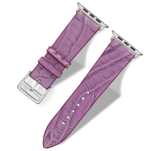 Premium Alligator Leather Band for Apple Watch - Light Plum Color